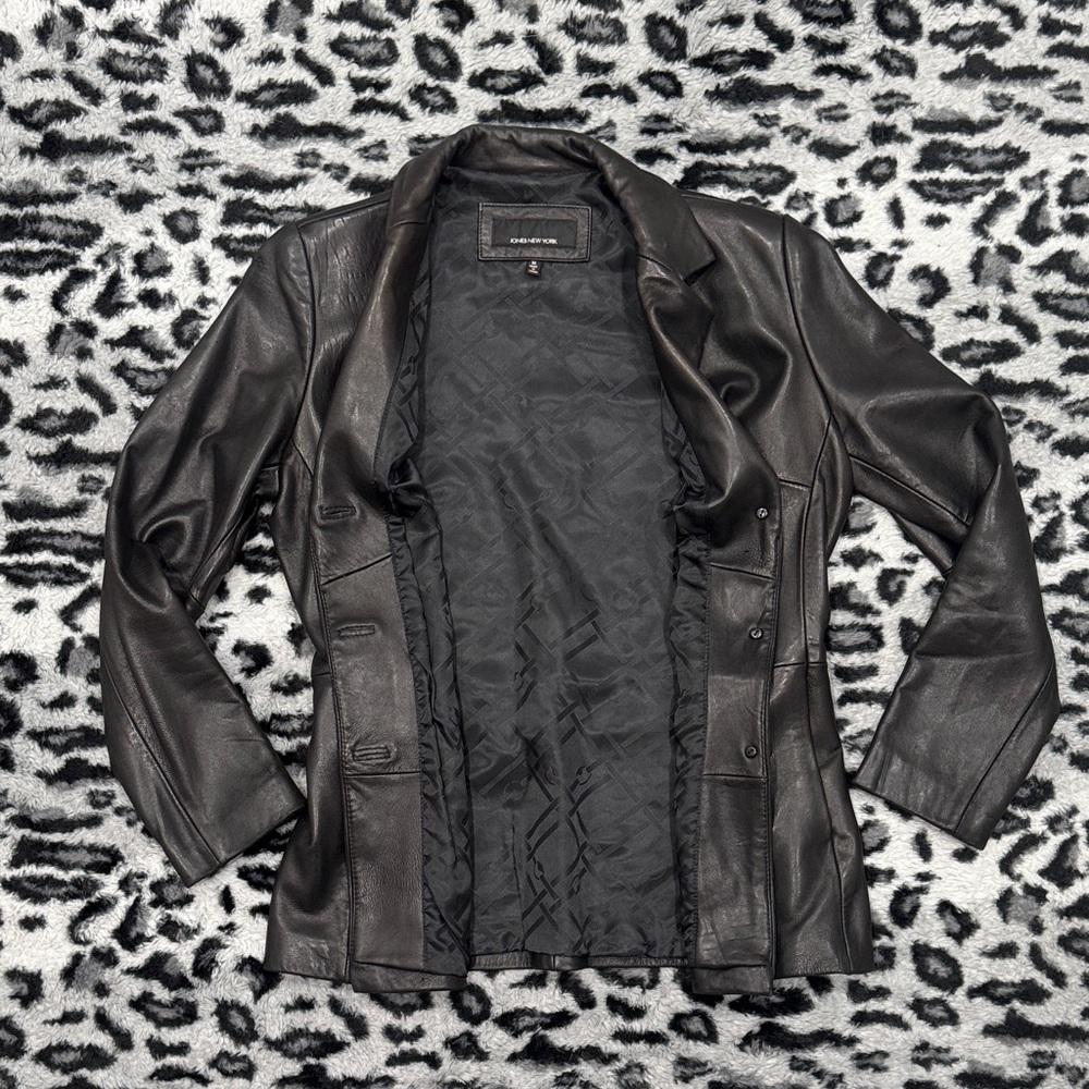Jones New York Authentic Leather Blazer Jacket - Picture 6 of 10